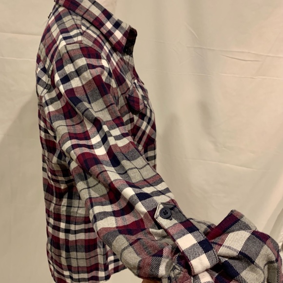 Duluth Flannel Shirt Navy and Maroon/Purple Plaid - Picture 4 of 10